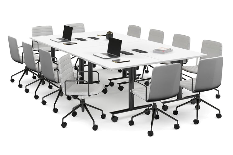 Solana Multi 4 Person Flip Top Tables [2800L x 1400W] Jasonl black leg white in-desk 4 power 6 data