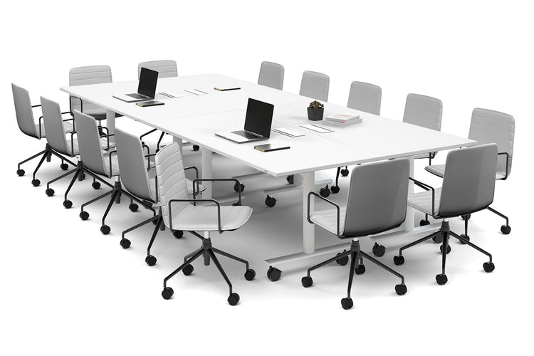 Solana Multi 4 Person Flip Top Tables [3600L x 1400W] Jasonl white leg white in-desk 4 power 6 data