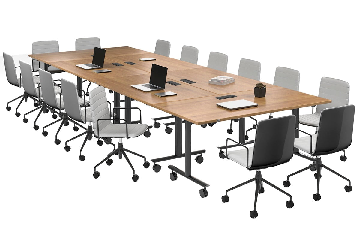 Solana Multi 6 Person Flip Top Tables [4200L x 1400W] Jasonl black leg salvage oak in-desk 4 power 6 data