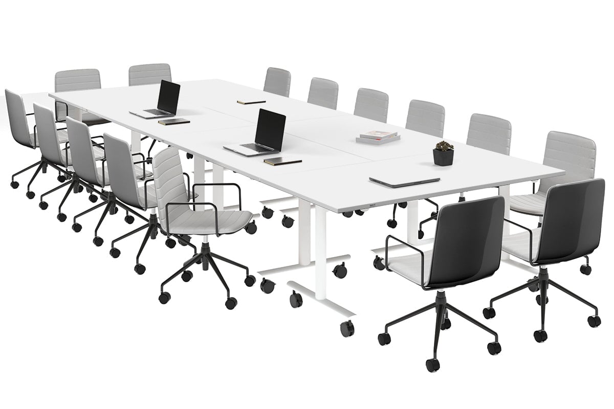 Solana Multi 6 Person Flip Top Tables [4200L x 1400W] Jasonl white leg white none