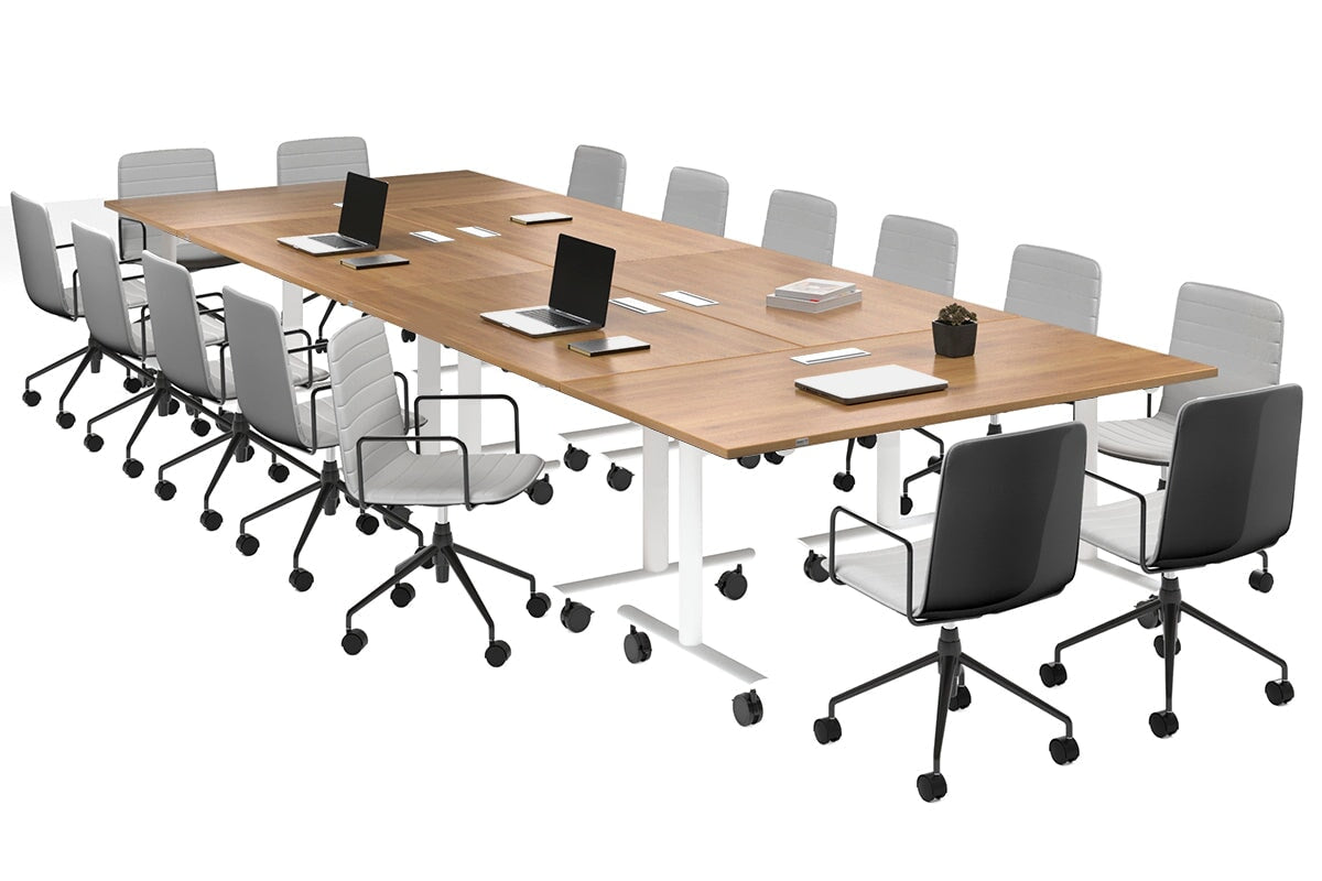 Solana Multi 6 Person Flip Top Tables [4200L x 1400W] Jasonl white leg salvage oak in-desk 4 power 6 data