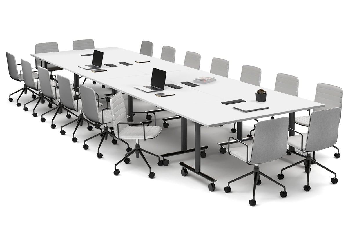 Solana Multi 6 Person Flip Top Tables [4800L x 1600W] Jasonl black leg white in-desk 4 power 6 data