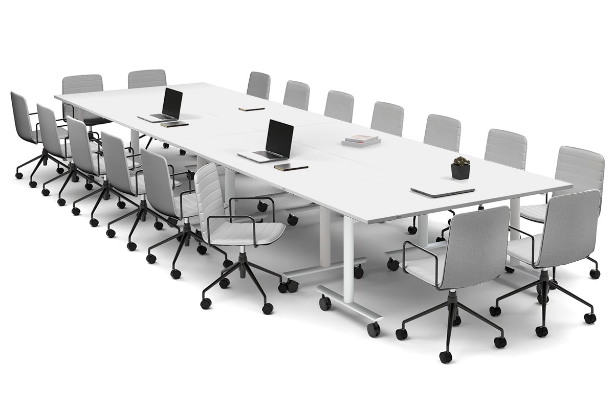 Solana Multi 6 Person Flip Top Tables [4800L x 1600W] Jasonl white leg white none