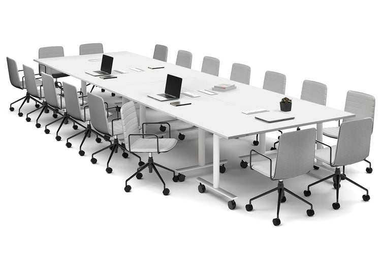 Solana Multi 6 Person Flip Top Tables [4800L x 1600W] Jasonl white leg white in-desk 4 power 6 data