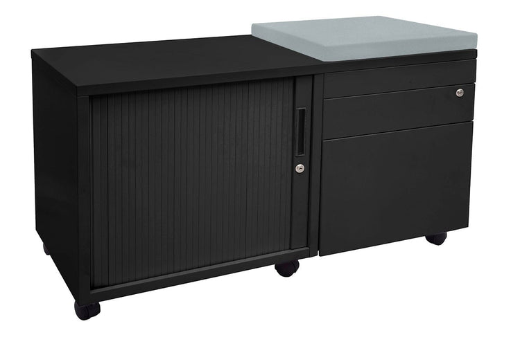 Sonic Mobile Caddy LHS with Tambour & Filing Drawers Sonic black caddy light blue 