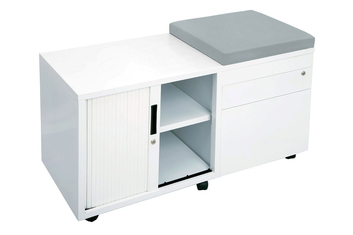 Sonic Mobile Caddy LHS with Tambour & Filing Drawers Sonic white caddy light blue 