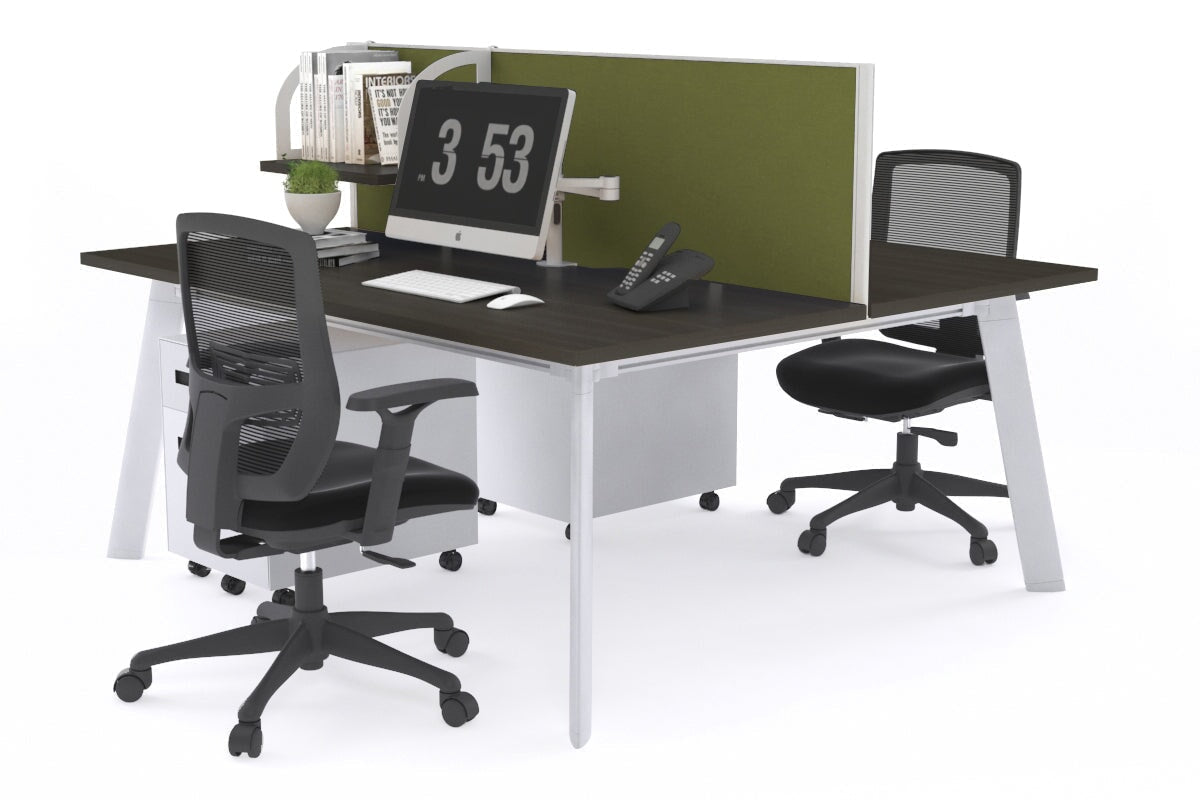 Switch - 2 Person Workstation White Frame [1200L x 800W with Cable Scallop] Jasonl dark oak green moss (500H x 1200W) 