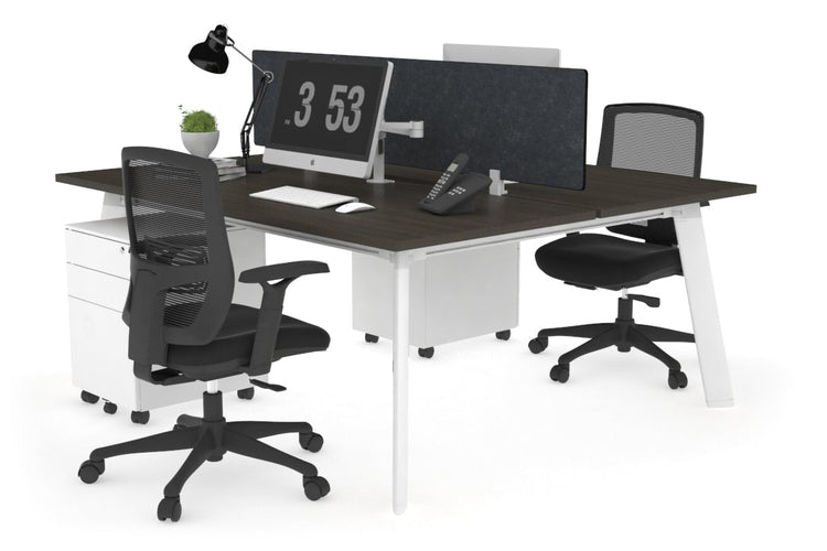 Switch - 2 Person Workstation White Frame [1200L x 800W with Cable Scallop] Jasonl dark oak grey echo perspex (400H x 800W) 