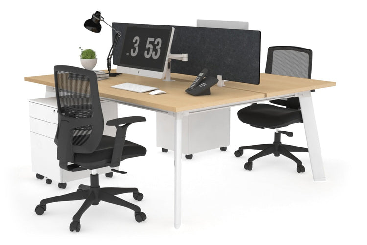 Switch - 2 Person Workstation White Frame [1200L x 800W with Cable Scallop] Jasonl maple grey echo perspex (400H x 800W) 