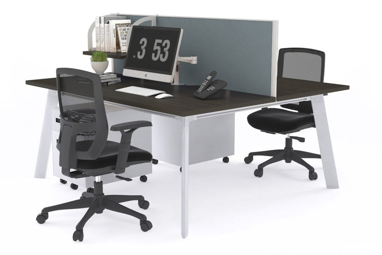 Switch - 2 Person Workstation White Frame [1200L x 800W with Cable Scallop] Jasonl dark oak cool grey (500H x 1200W) 