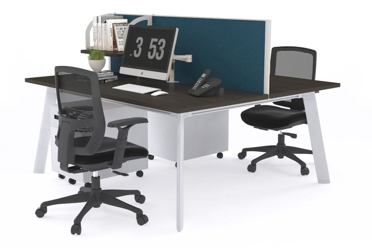 Switch - 2 Person Workstation White Frame [1200L x 800W with Cable Scallop] Jasonl dark oak deep blue (500H x 1200W) 