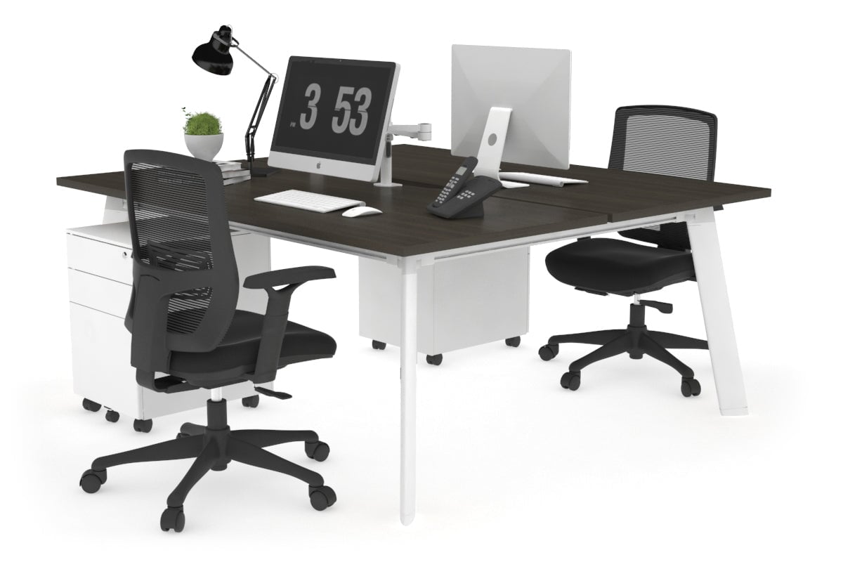 Switch - 2 Person Workstation White Frame [1200L x 800W with Cable Scallop] Jasonl dark oak none 