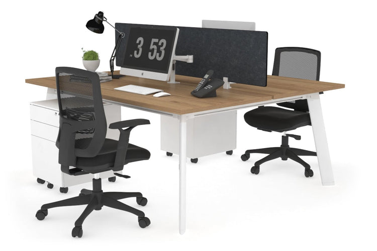 Switch - 2 Person Workstation White Frame [1200L x 800W with Cable Scallop] Jasonl salvage oak grey echo perspex (400H x 800W) 