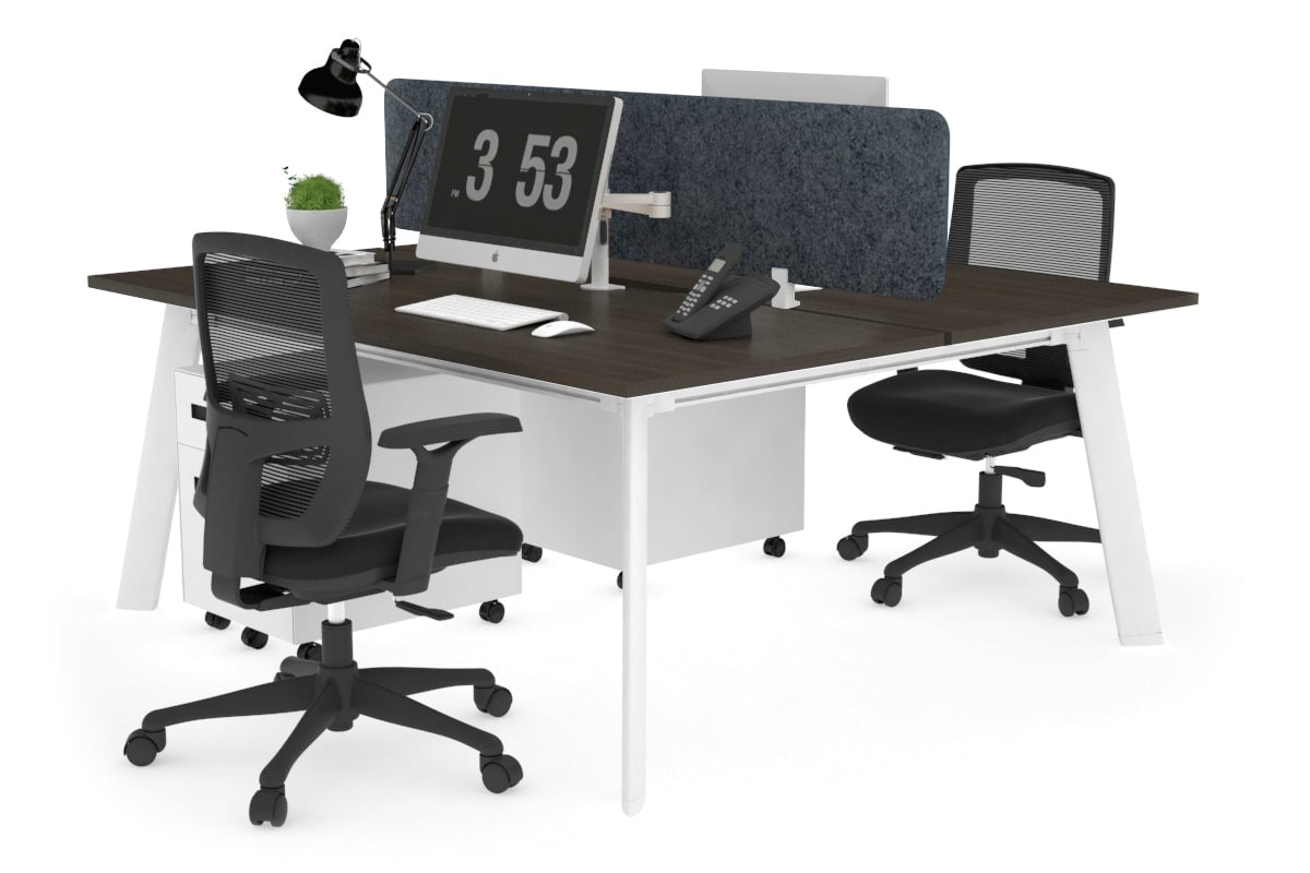 Switch - 2 Person Workstation White Frame [1200L x 800W with Cable Scallop] Jasonl dark oak dark grey echo panel (400H x 1200W) 