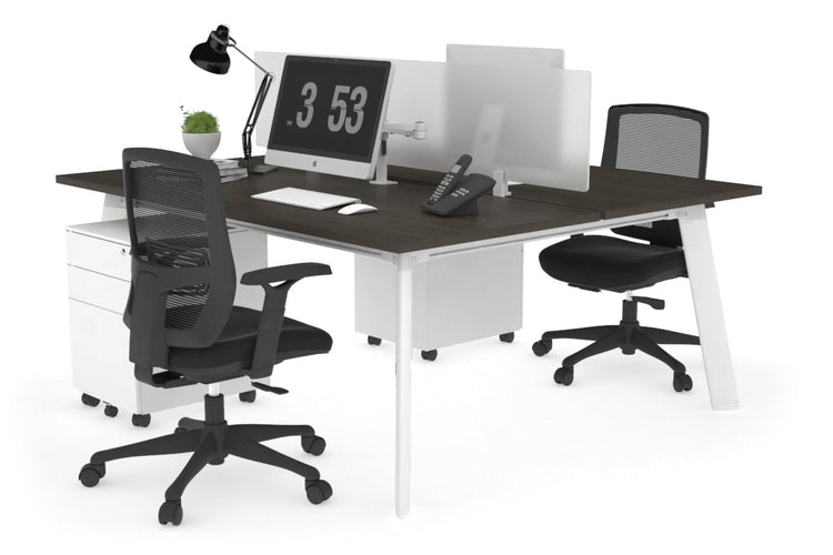 Switch - 2 Person Workstation White Frame [1200L x 800W with Cable Scallop] Jasonl dark oak white perspex (400H x 800W) 