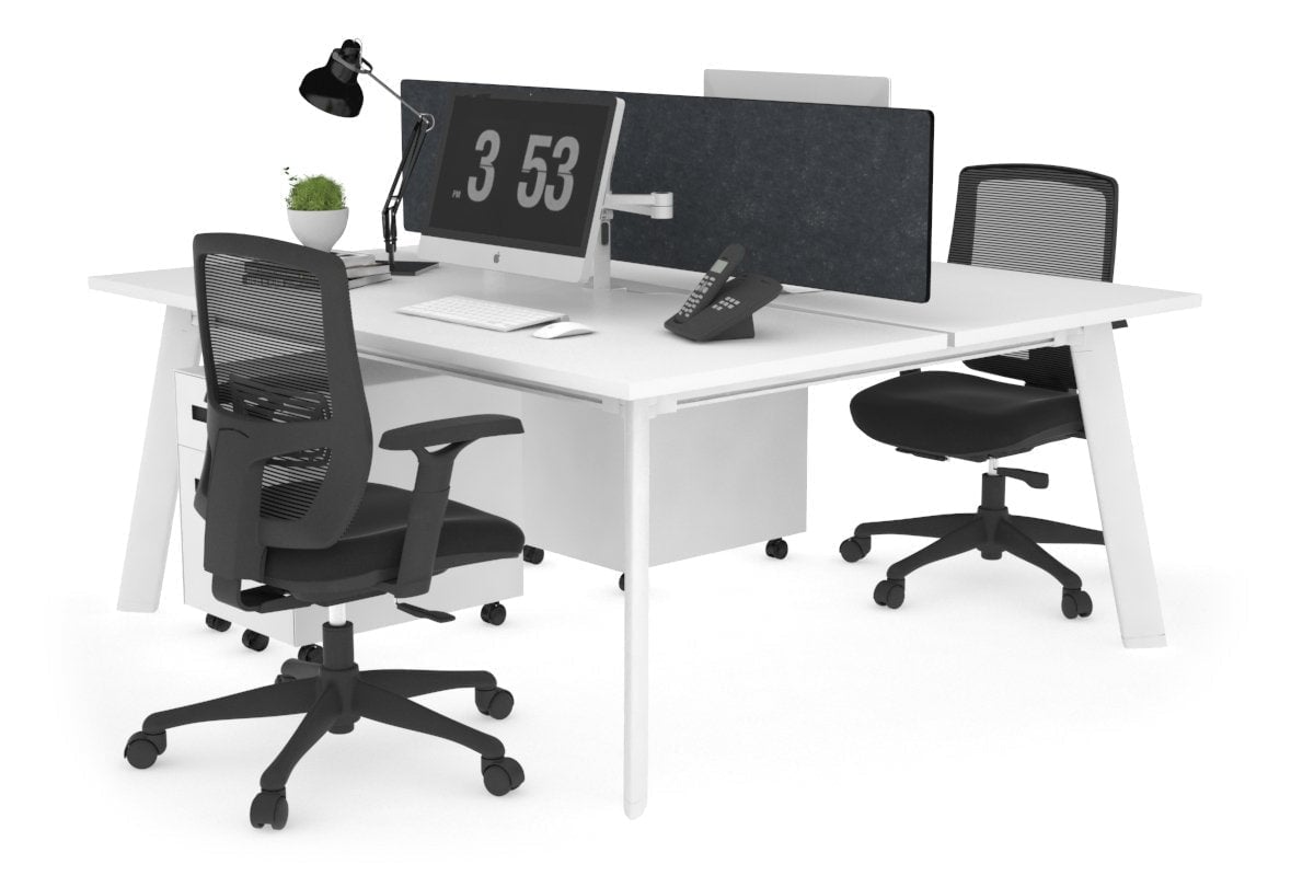 Switch - 2 Person Workstation White Frame [1200L x 800W with Cable Scallop] Jasonl white grey echo perspex (400H x 800W) 