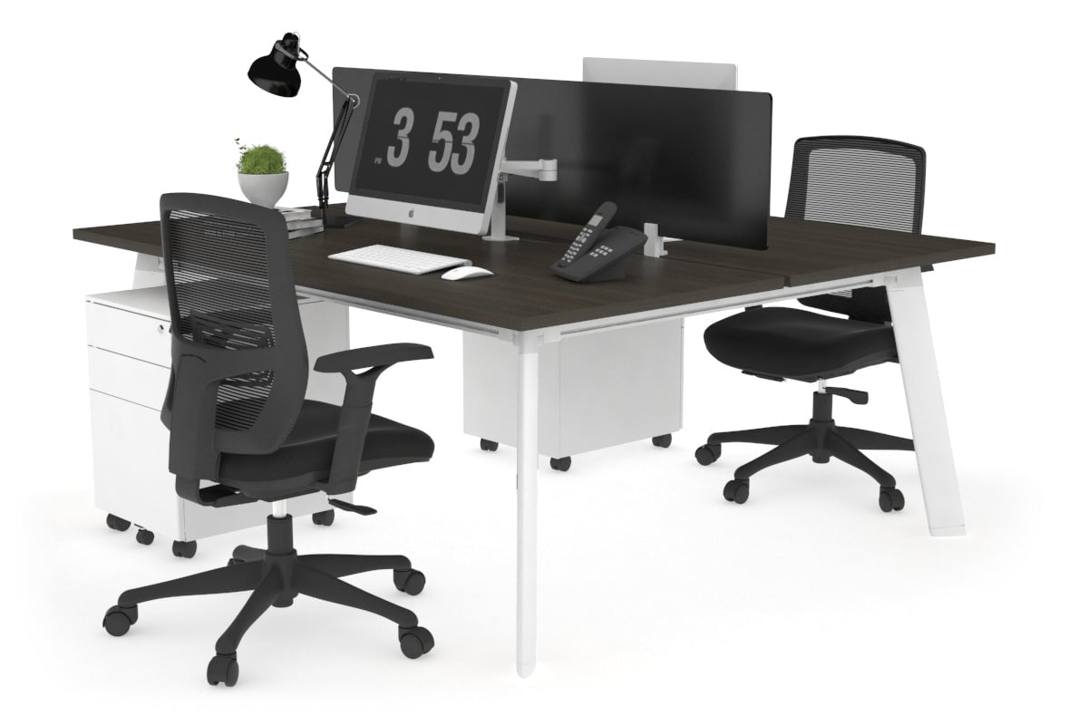 Switch - 2 Person Workstation White Frame [1200L x 800W with Cable Scallop] Jasonl dark oak black perspex (400H x 800W) 