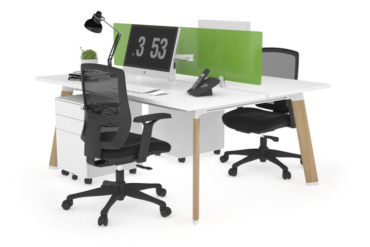 Switch - 2 Person Workstation Wood Imprint Frame [1400L x 700W] Jasonl white green perspex (400H x 800W) 