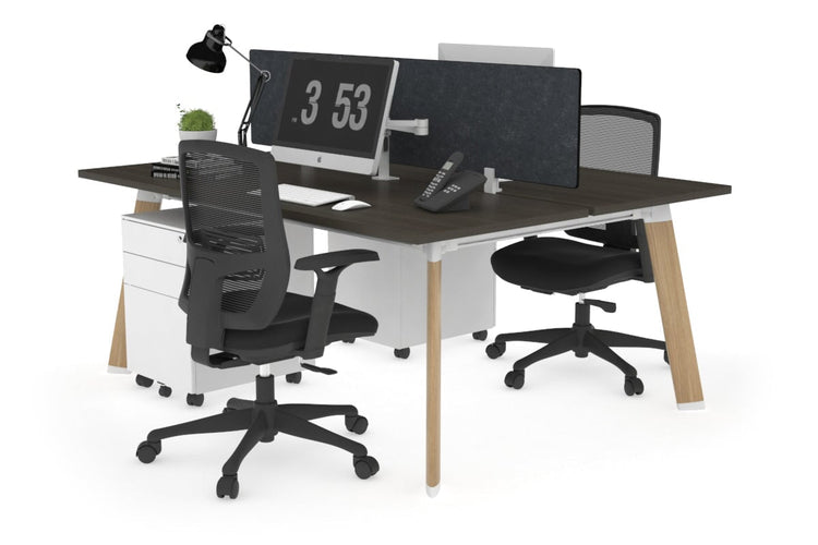 Switch - 2 Person Workstation Wood Imprint Frame [1400L x 700W] Jasonl dark oak grey echo perspex (400H x 800W) 