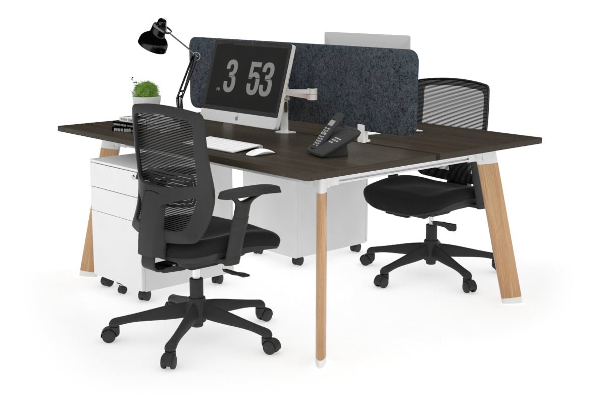 Switch - 2 Person Workstation Wood Imprint Frame [1400L x 700W] Jasonl dark oak dark grey echo panel (400H x 1200W) 