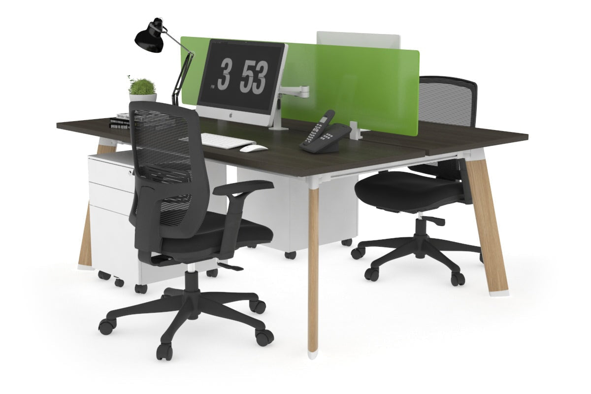 Switch - 2 Person Workstation Wood Imprint Frame [1400L x 700W] Jasonl dark oak green perspex (400H x 800W) 