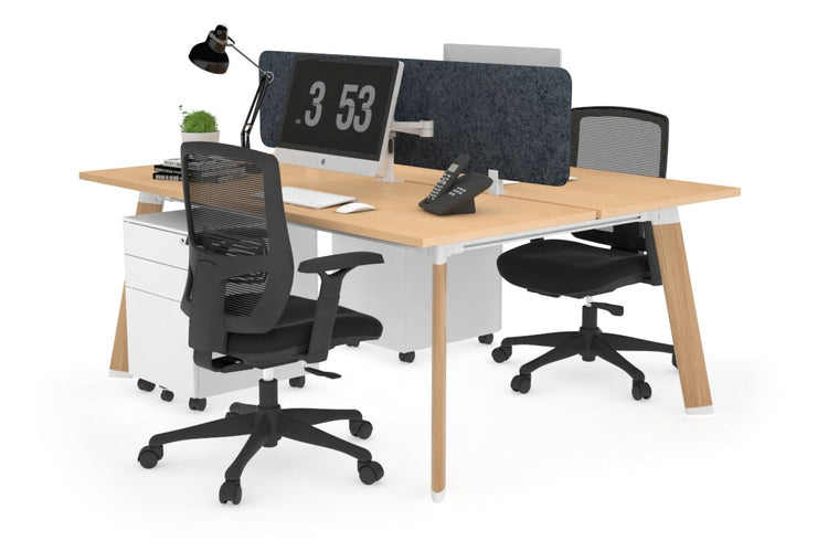 Switch - 2 Person Workstation Wood Imprint Frame [1400L x 700W] Jasonl maple dark grey echo panel (400H x 1200W) 