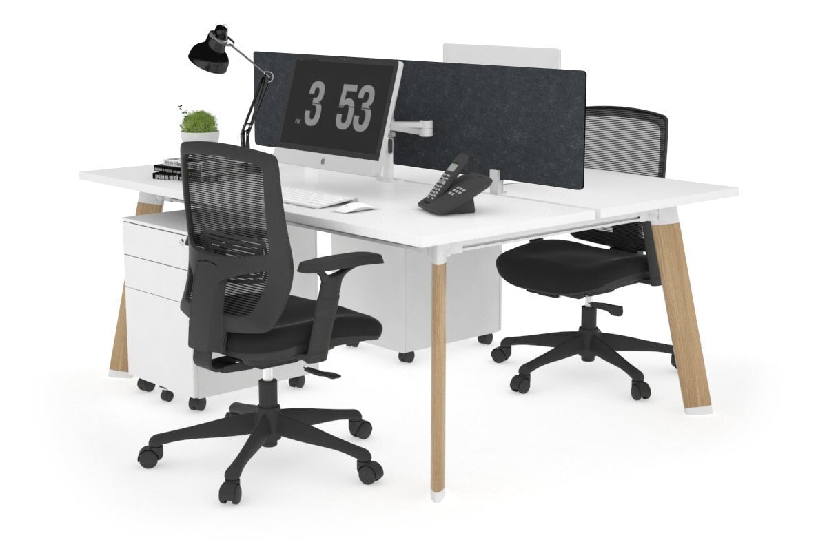 Switch - 2 Person Workstation Wood Imprint Frame [1600L x 700W] Jasonl white grey echo perspex (400H x 1500W) 