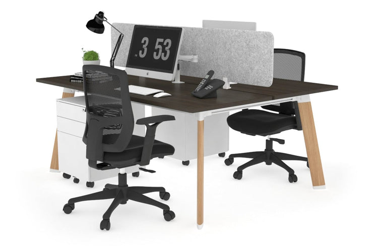 Switch - 2 Person Workstation Wood Imprint Frame [1600L x 700W] Jasonl dark oak light grey echo panel (400H x 1600W) 