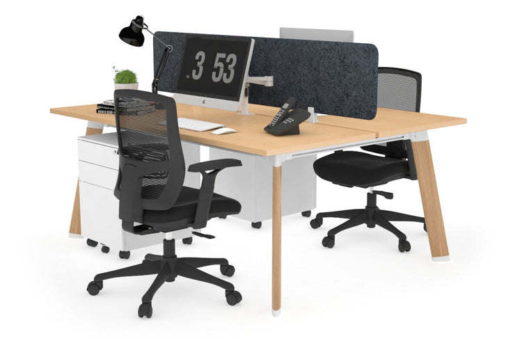 Switch - 2 Person Workstation Wood Imprint Frame [1600L x 700W] Jasonl maple dark grey echo panel (400H x 1600W) 