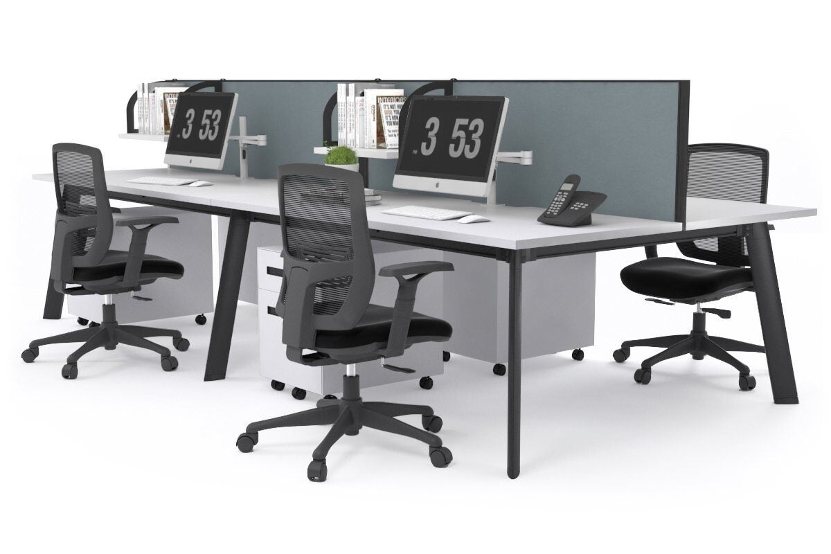 Switch - 4 Person Workstation Black Frame [1800L x 800W with Cable Sca ...