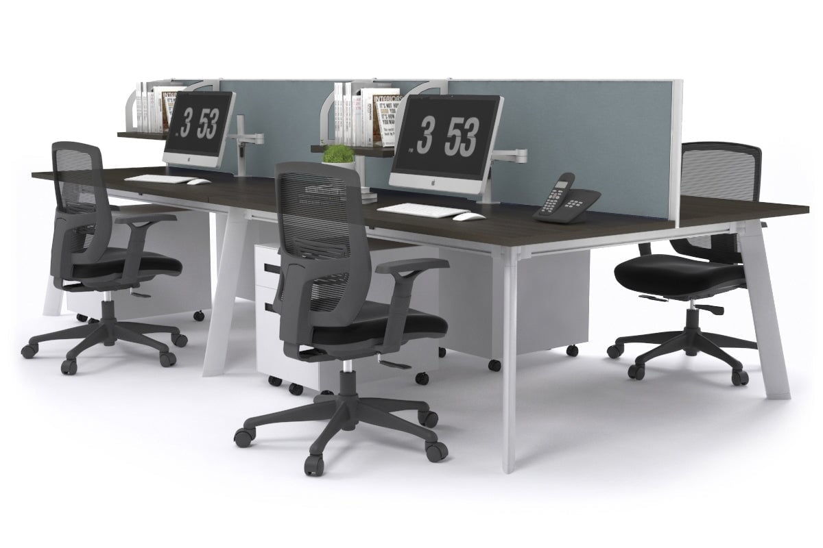 Switch - 4 Person Workstation White Frame [1600L x 700W] Jasonl dark oak cool grey (500H x 1600W) 