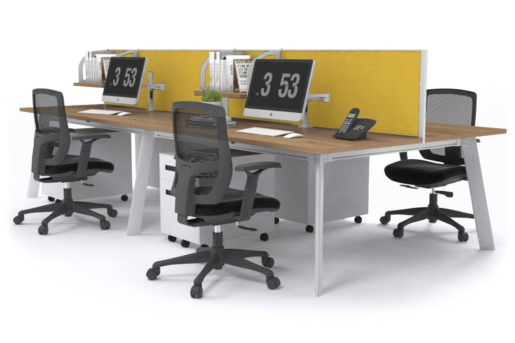 Switch - 4 Person Workstation White Frame [1600L x 700W] Jasonl salvage oak mustard yellow (500H x 1600W) 