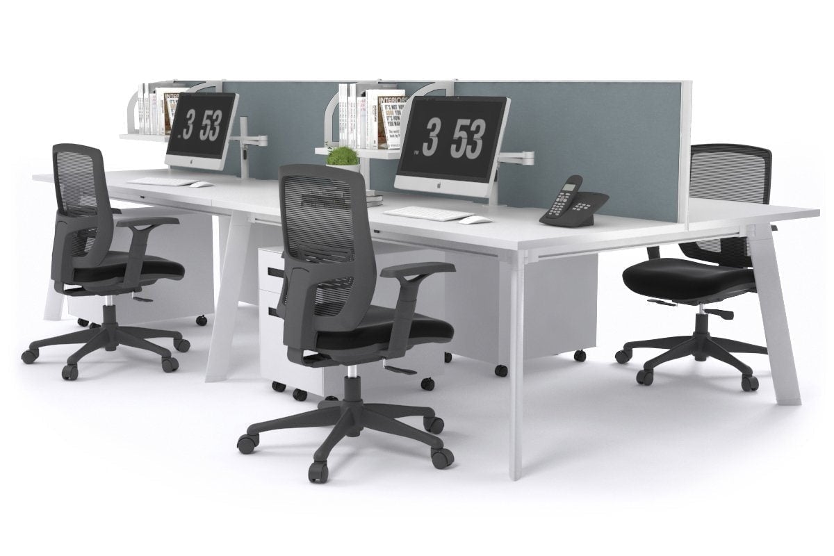 Switch - 4 Person Workstation White Frame [1600L x 700W] Jasonl white cool grey (500H x 1600W) 