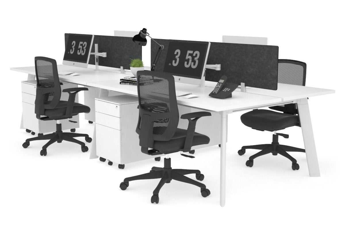 Switch - 4 Person Workstation White Frame [1600L x 700W] Jasonl white grey echo perspex (400H x 1500W) 