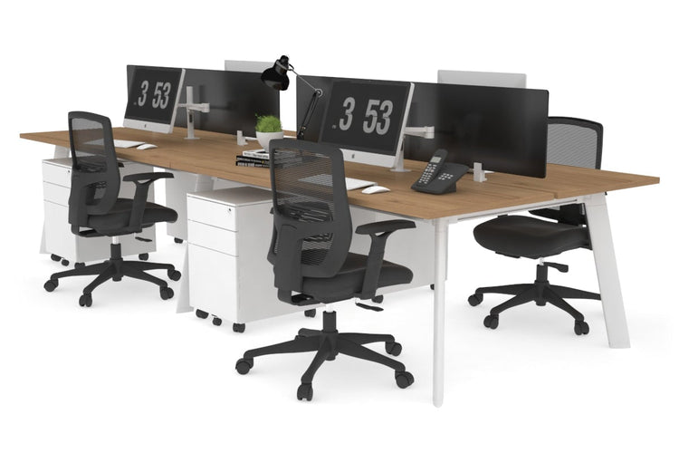 Switch - 4 Person Workstation White Frame [1600L x 700W] Jasonl salvage oak black perspex (400H x 1500W) 