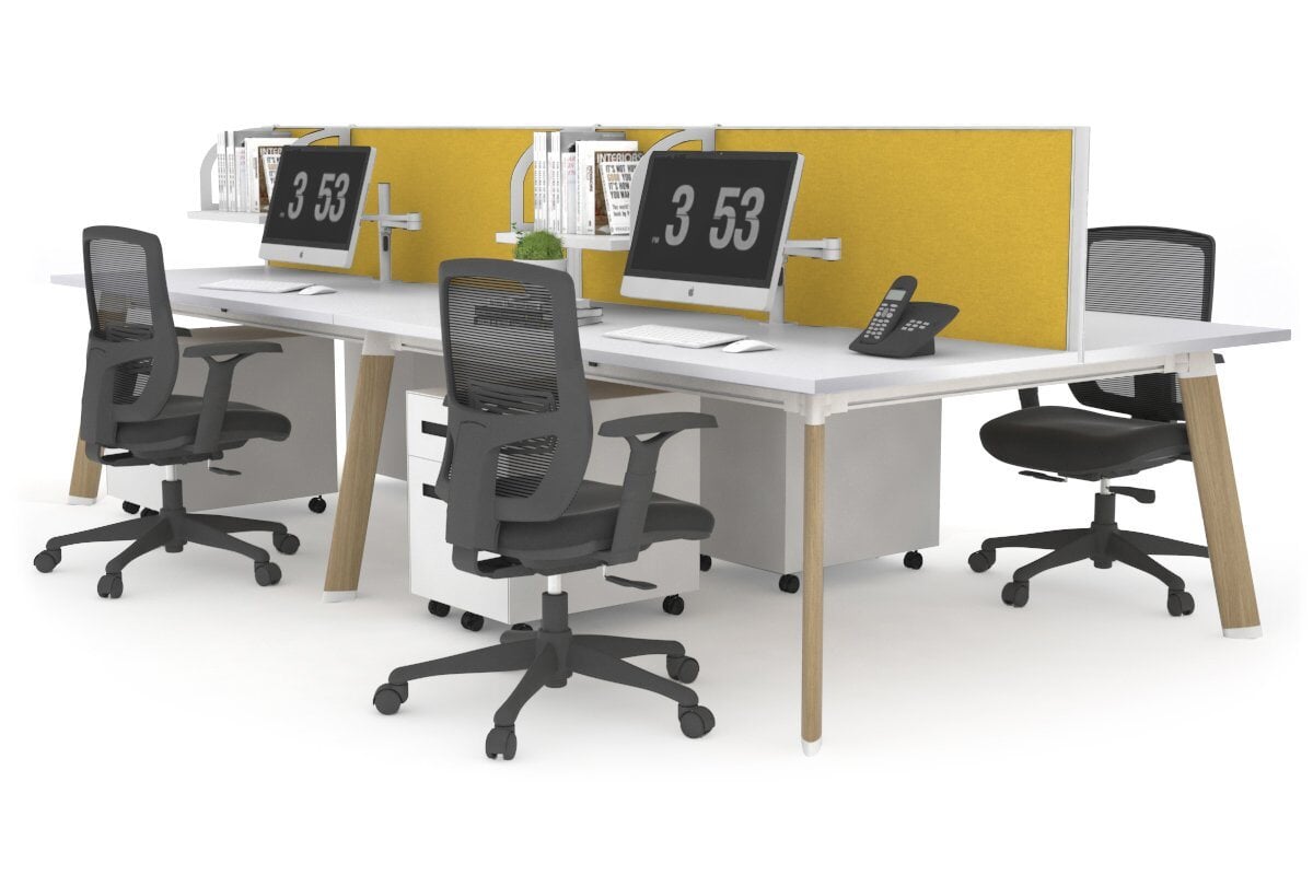 Switch - 4 Person Workstation Wood Imprint Frame [1600L x 700W] Jasonl white mustard yellow (500H x 1600W) 