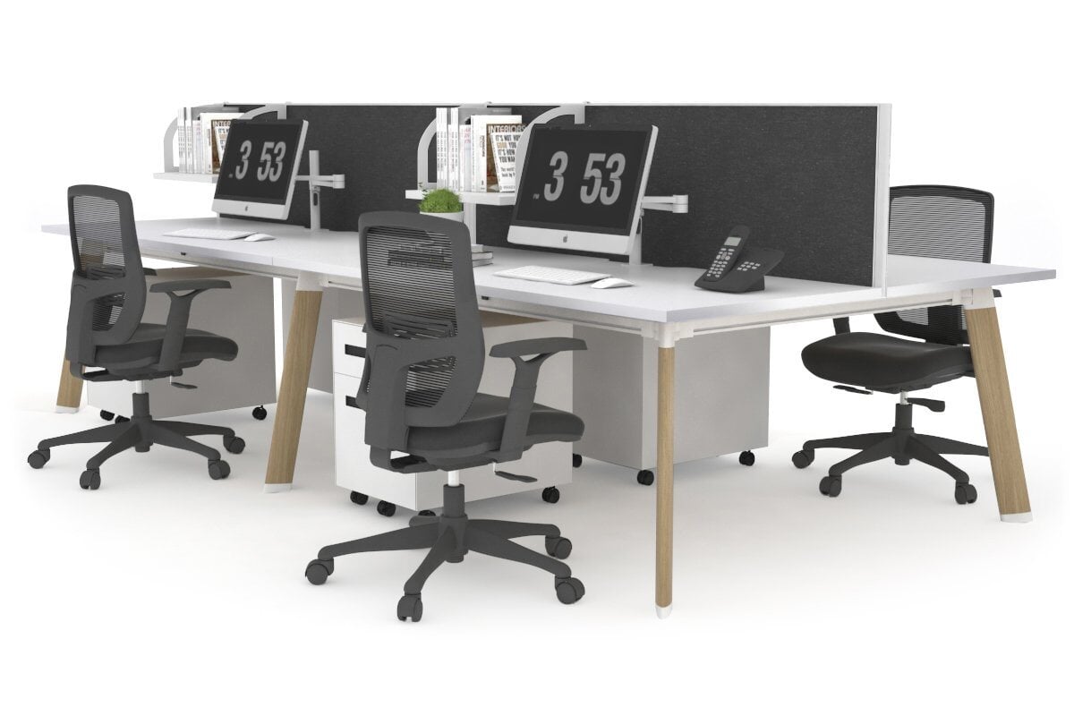 Switch - 4 Person Workstation Wood Imprint Frame [1600L x 800W with Cable Scallop] Jasonl white moody charcoal (500H x 1600W) 