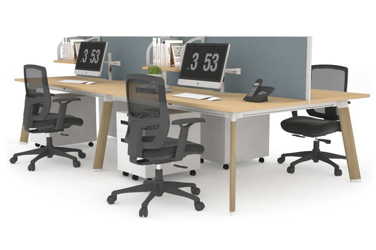 Switch - 4 Person Workstation Wood Imprint Frame [1600L x 800W with Cable Scallop] Jasonl maple cool grey (500H x 1600W) 