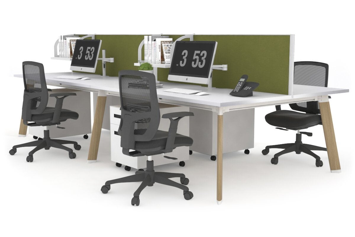 Switch - 4 Person Workstation Wood Imprint Frame [1800L x 800W with Cable Scallop] Jasonl white green moss (500H x 1800W) 