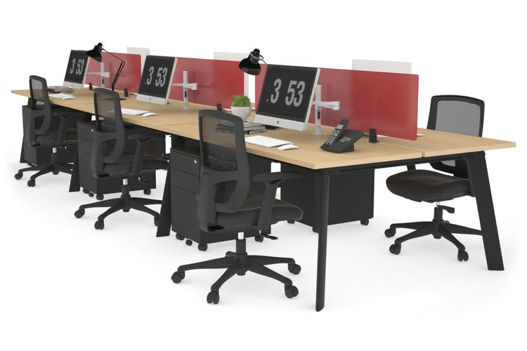 Switch - 6 Person Workstation Black Frame [1200L x 700W] Jasonl maple red perspex (400H x 800W) 