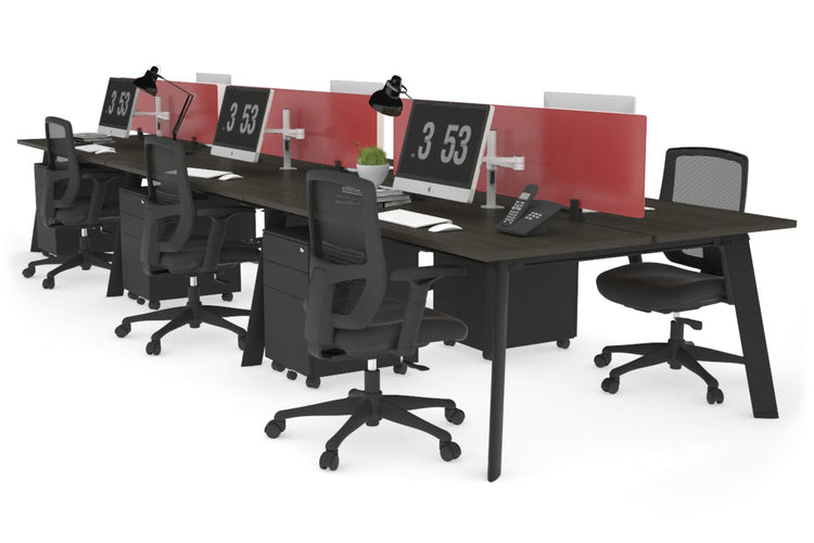 Switch - 6 Person Workstation Black Frame [1200L x 700W] Jasonl dark oak red perspex (400H x 800W) 