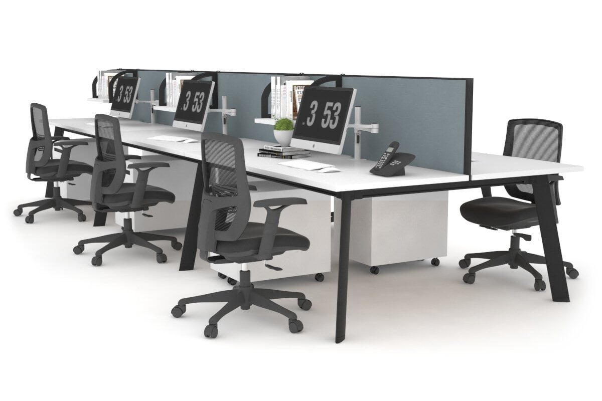 Switch - 6 Person Workstation Black Frame [1200L x 700W] Jasonl white cool grey (500H x 1200W) 