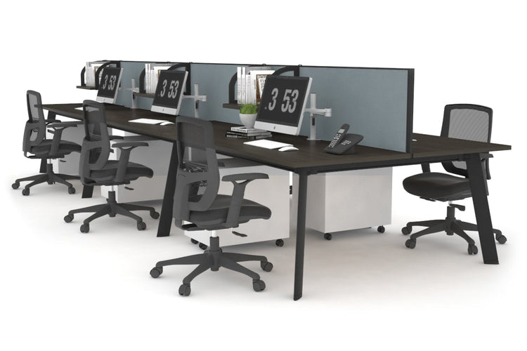 Switch - 6 Person Workstation Black Frame [1200L x 700W] Jasonl dark oak cool grey (500H x 1200W) 