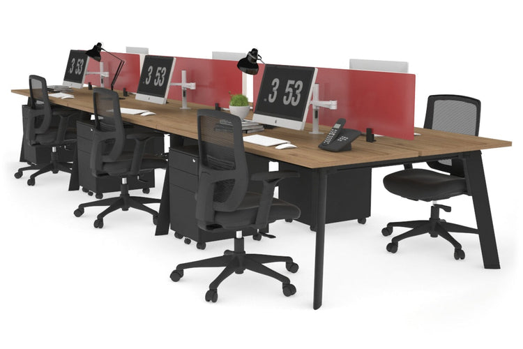 Switch - 6 Person Workstation Black Frame [1200L x 700W] Jasonl salvage oak red perspex (400H x 800W) 