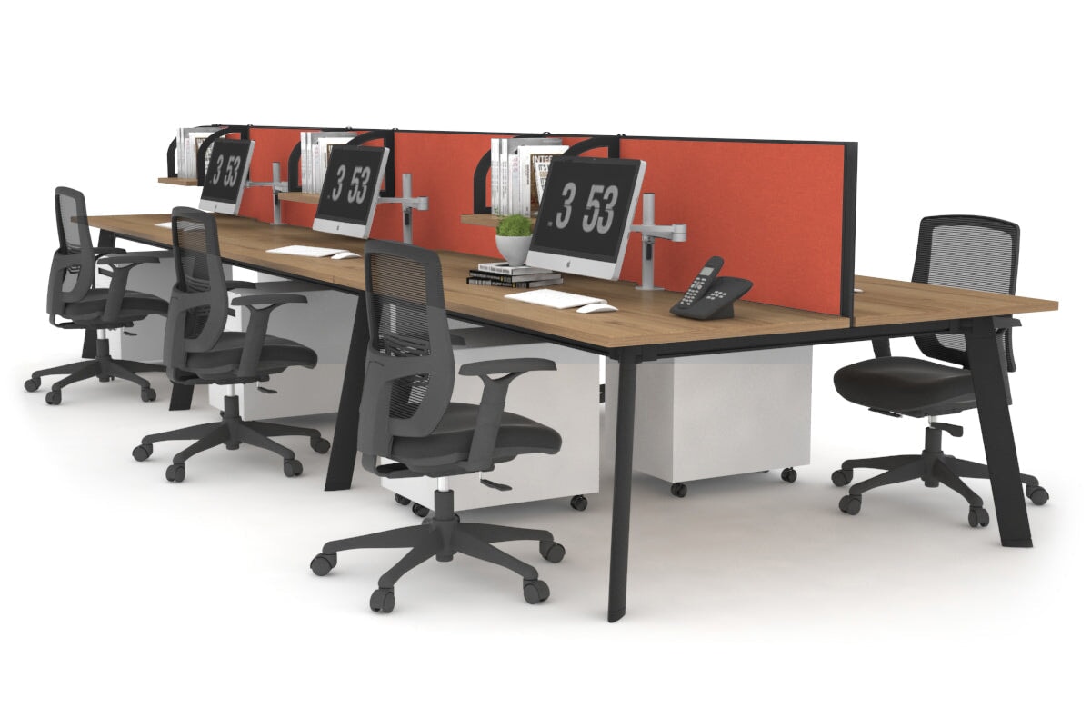 Switch - 6 Person Workstation Black Frame [1200L x 700W] Jasonl salvage oak orange squash (500H x 1200W) 