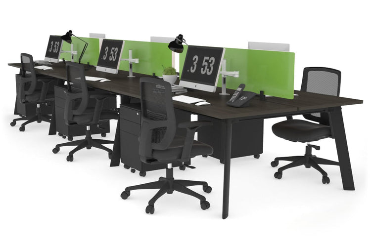 Switch - 6 Person Workstation Black Frame [1200L x 700W] Jasonl dark oak green perspex (400H x 800W) 