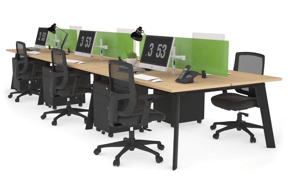 Switch - 6 Person Workstation Black Frame [1200L x 700W] Jasonl maple green perspex (400H x 800W) 