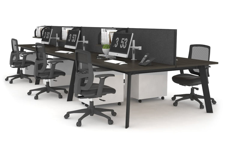 Switch - 6 Person Workstation Black Frame [1200L x 700W] Jasonl dark oak moody charcoal (500H x 1200W) 