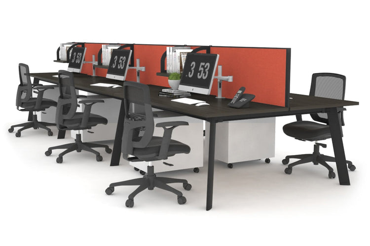 Switch - 6 Person Workstation Black Frame [1200L x 700W] Jasonl dark oak orange squash (500H x 1200W) 