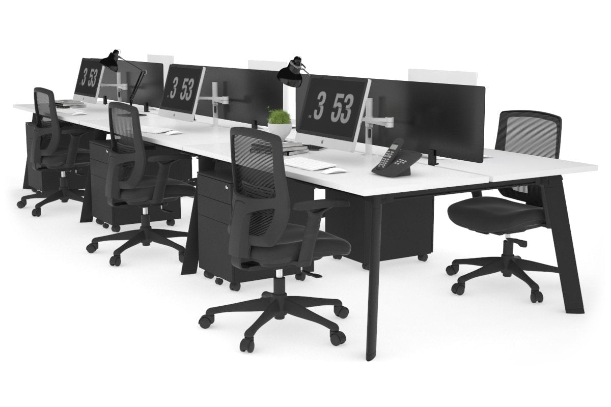 Switch - 6 Person Workstation Black Frame [1200L x 700W] Jasonl white black perspex (400H x 800W) 